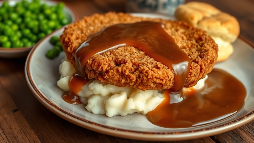 crispy steak with sides