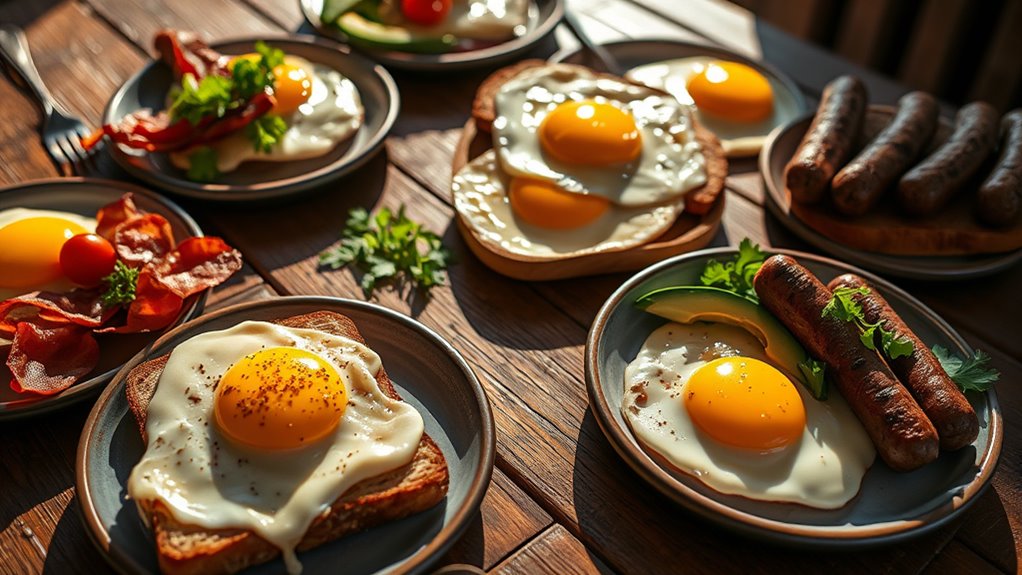 variety of hearty breakfast options