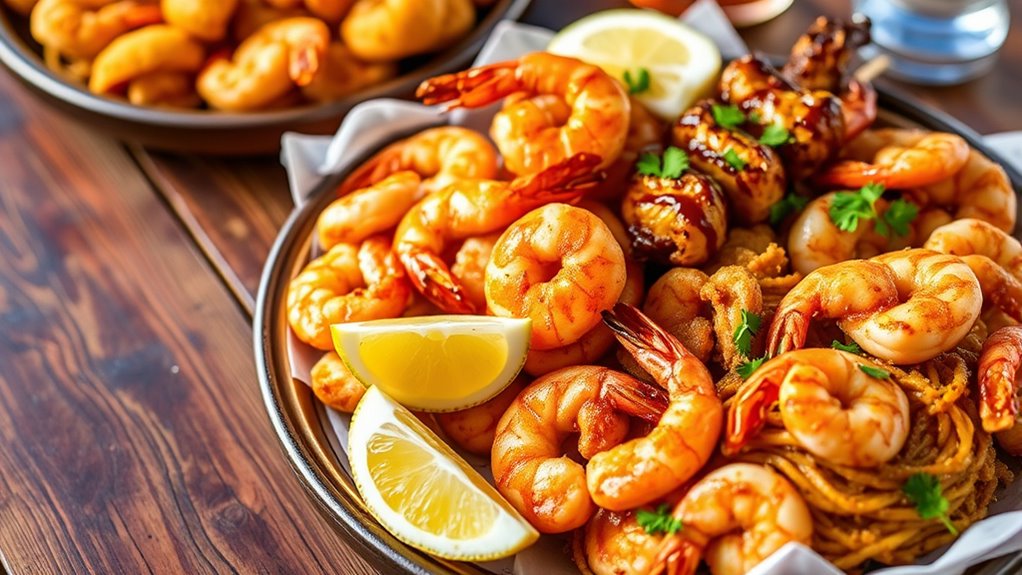 variety of shrimp preparations