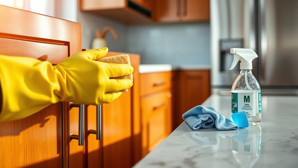 clean kitchen cabinet surfaces