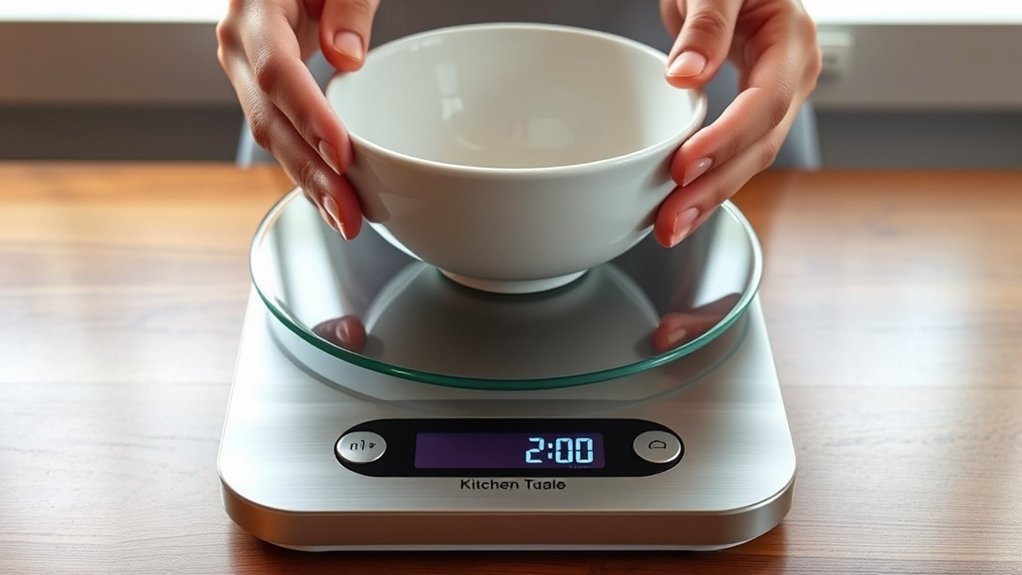tare scale with empty bowl