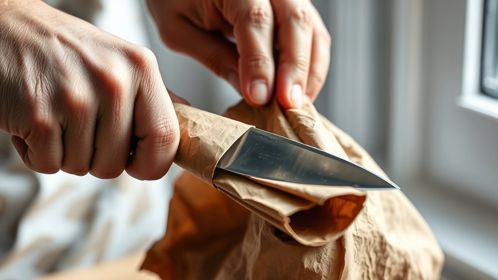 wrap knife securely with cardboard